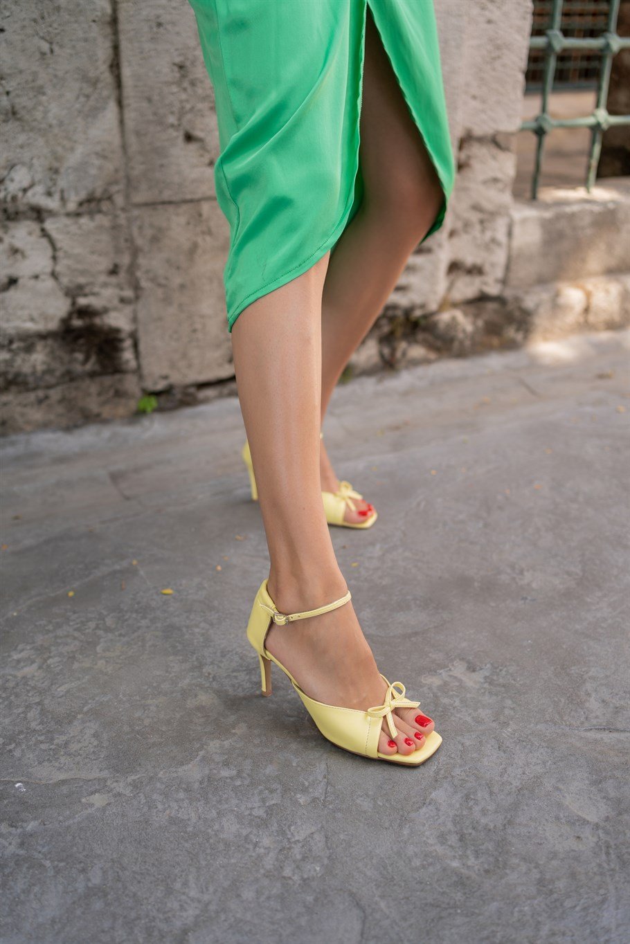Maka Limon Sarısı Topuklu Ayakkabı | Ece'nin Butiği