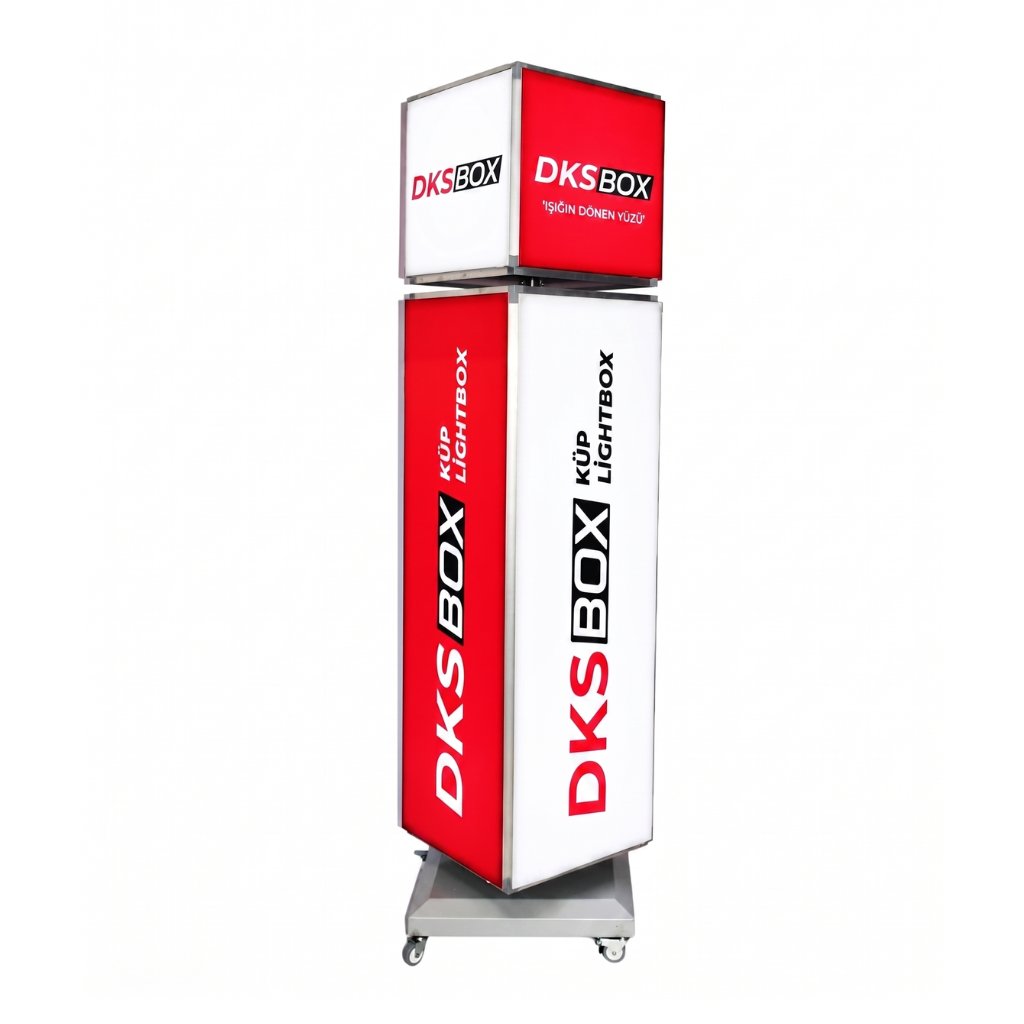 DKS RS218 Işıklı 360° Dönen Tabela Lightbox 2 Katlı 40x180cm | Dijipa