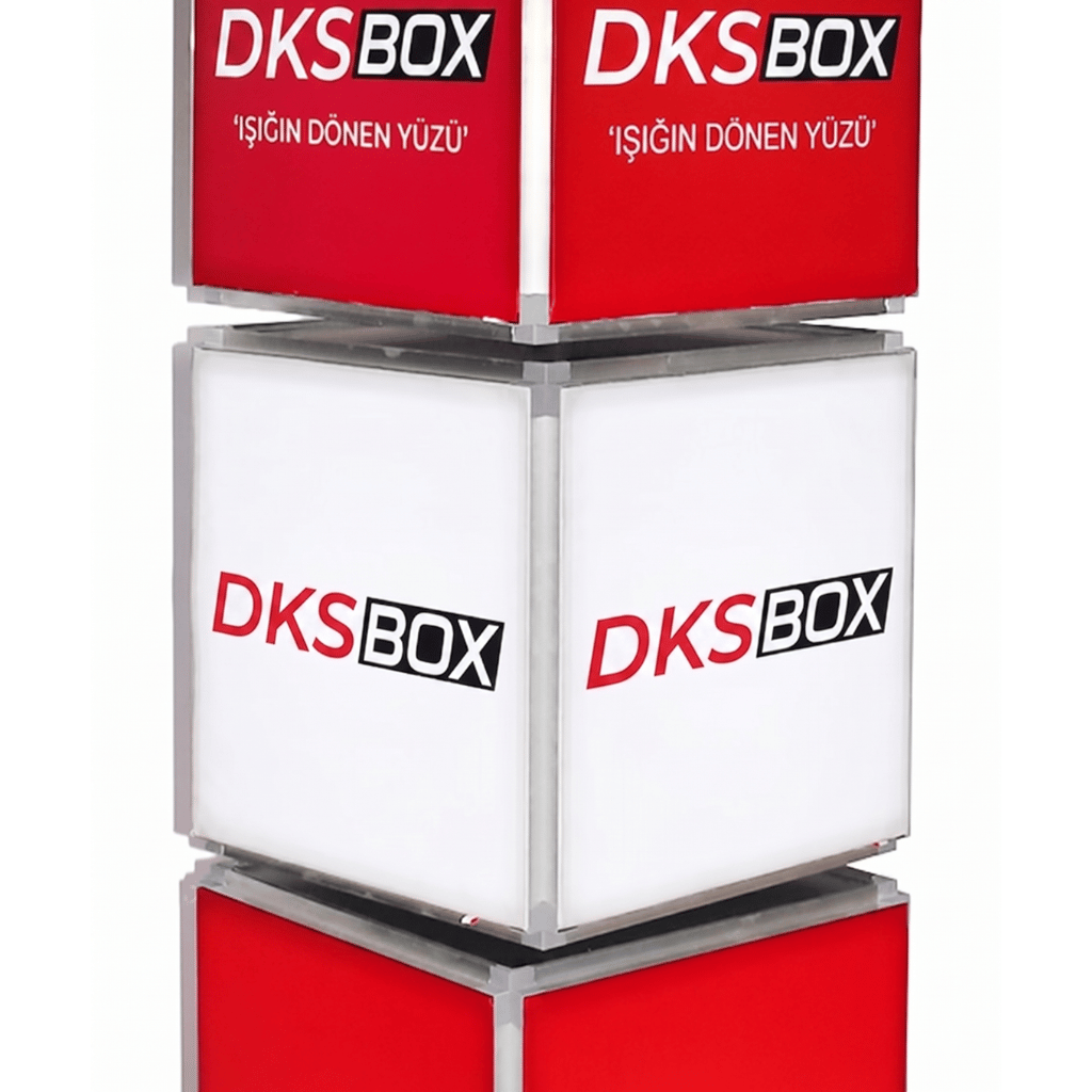 DKS RS416 Işıklı 360° Dönen Tabela Lightbox 4 Katlı 32x160cm | Dijipa
