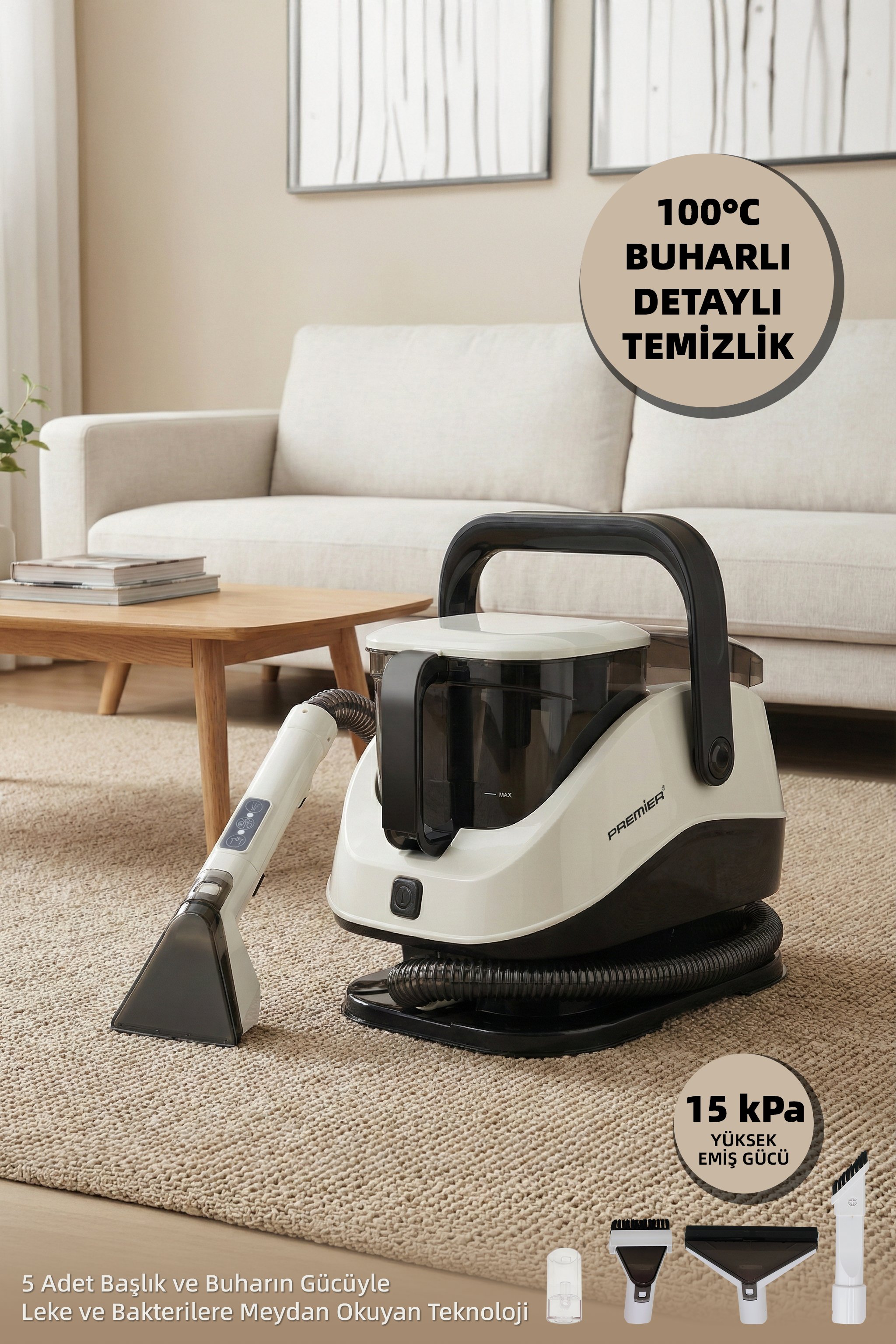 PCC 747 Buharlı Halı Yıkama Makinesi | Krem