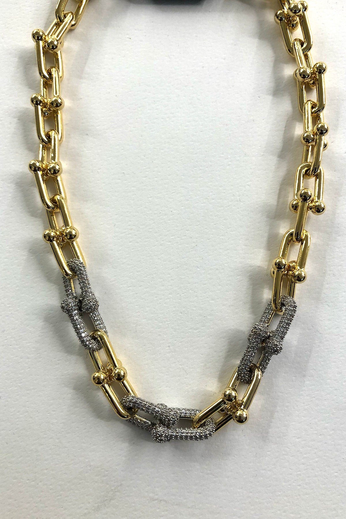 Tiffany Model Beyaz Taşlı Gold Detaylı Xp Kaplama Kolye