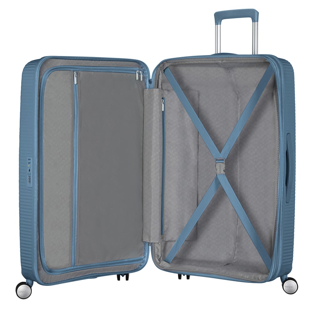 American Tourister Mavi Soundbox - Körüklü 67/24 Orta Boy Sert