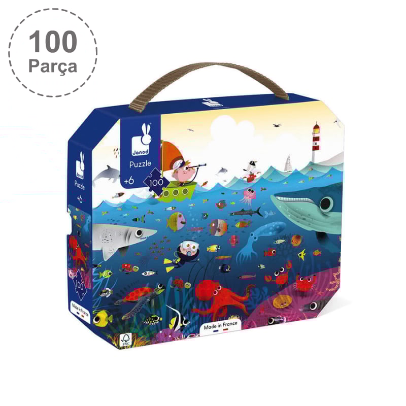 Janod 100 Parça Çantalı Puzzle - Sualtı Dünyası | Isabel Abbey