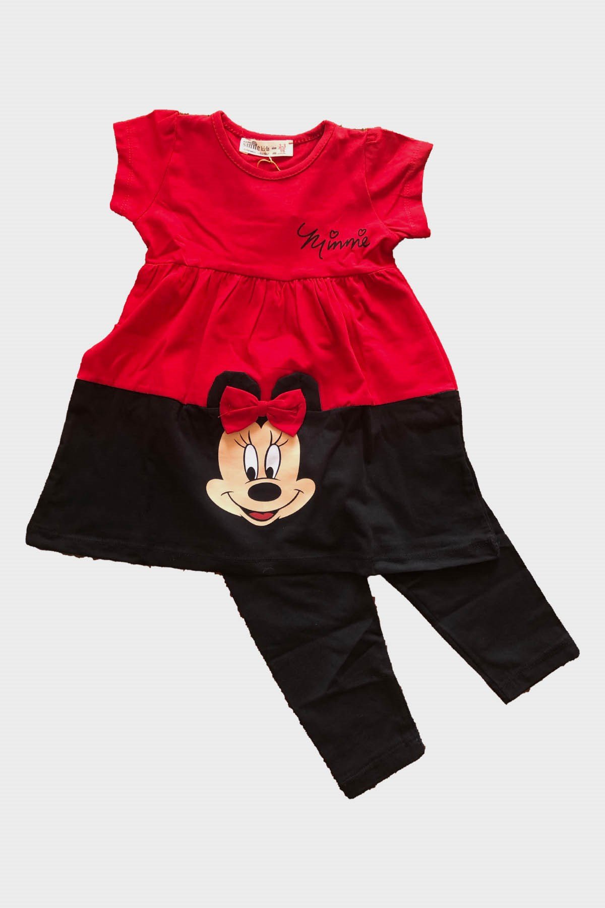 Kız Çocuk Mickey Mouse Taytlı Tunik Elbise Takım