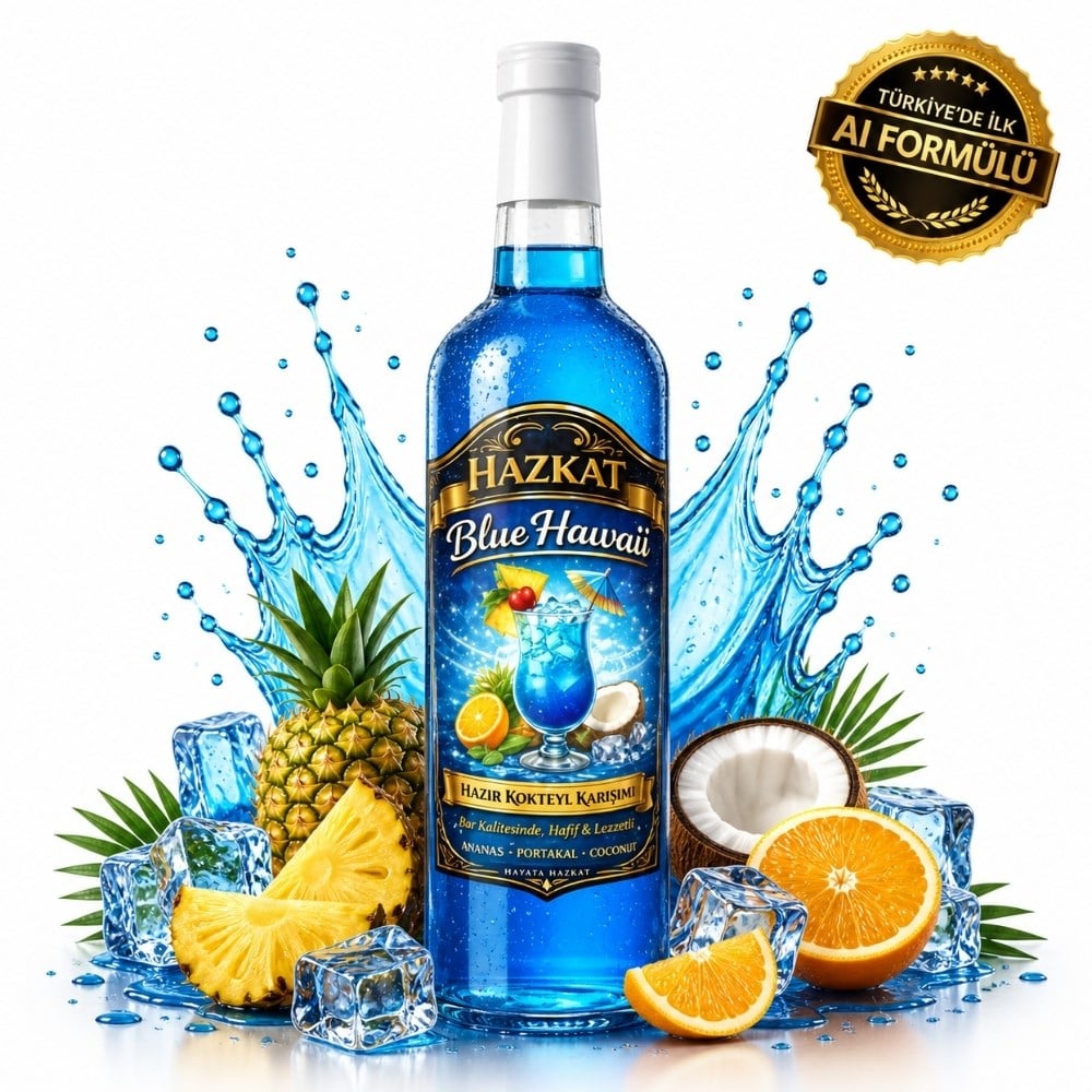 Hazkat Blue Hawaii Alkolsüz Kokteyl Mocktail Hazır Karışım Şurubu