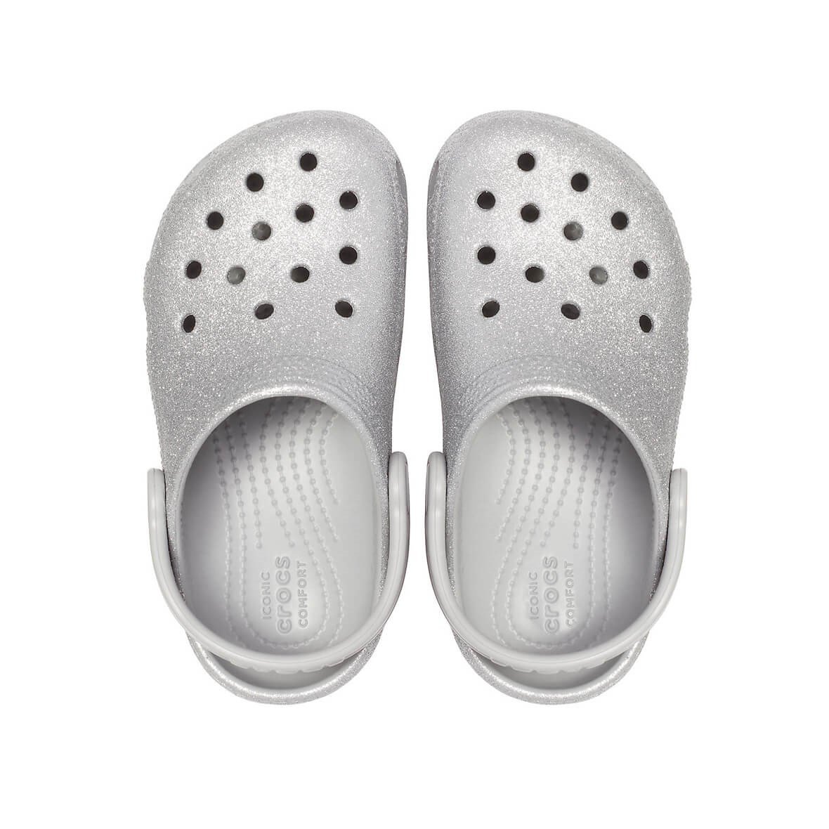 Crocs Classic Glitter Clog K Silver (Gümüş) Çocuk Terlik & Sandalet