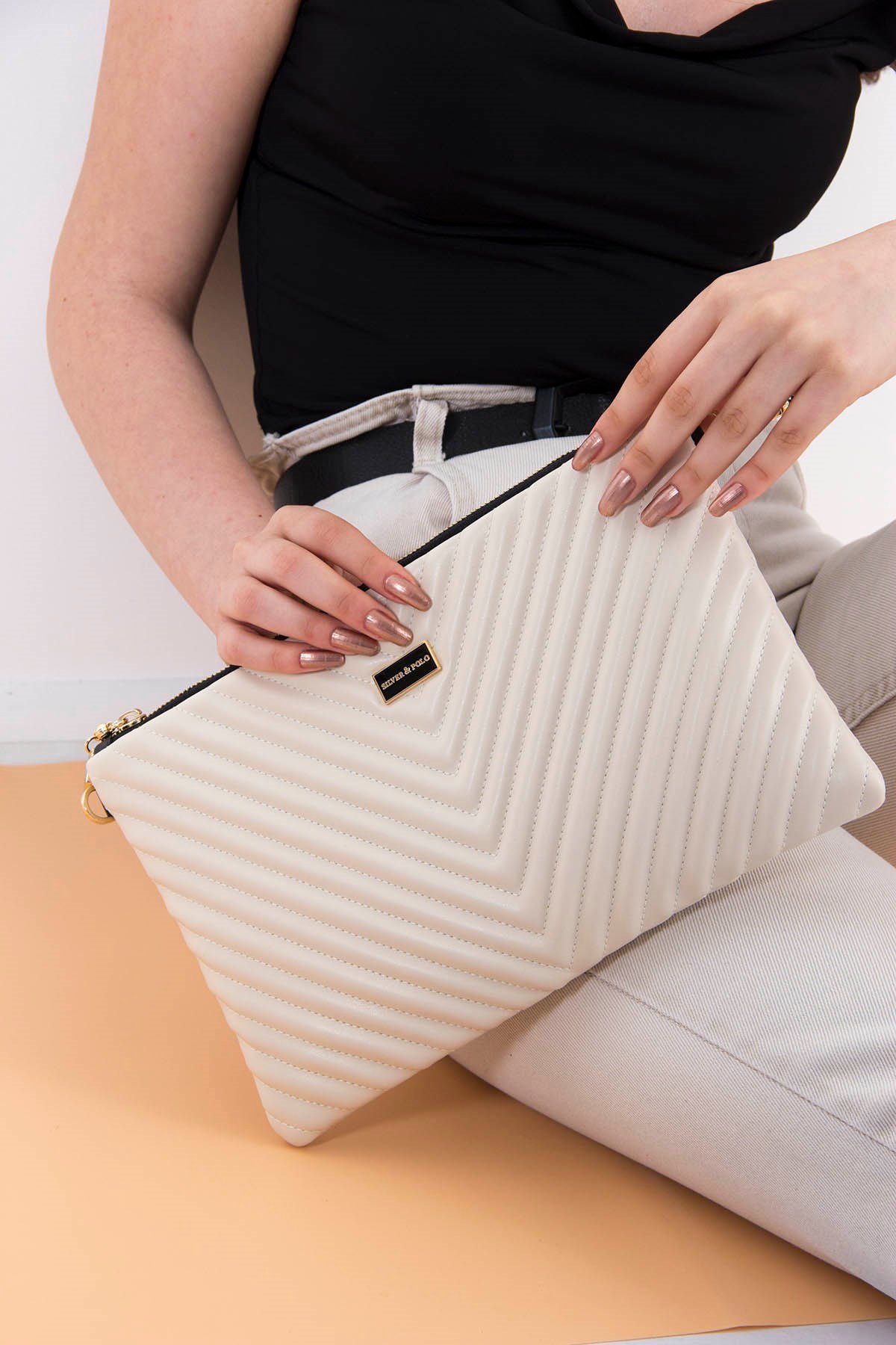 Silver & Polo Bej - Bej SP1034 Kadın Portföy & Clutch