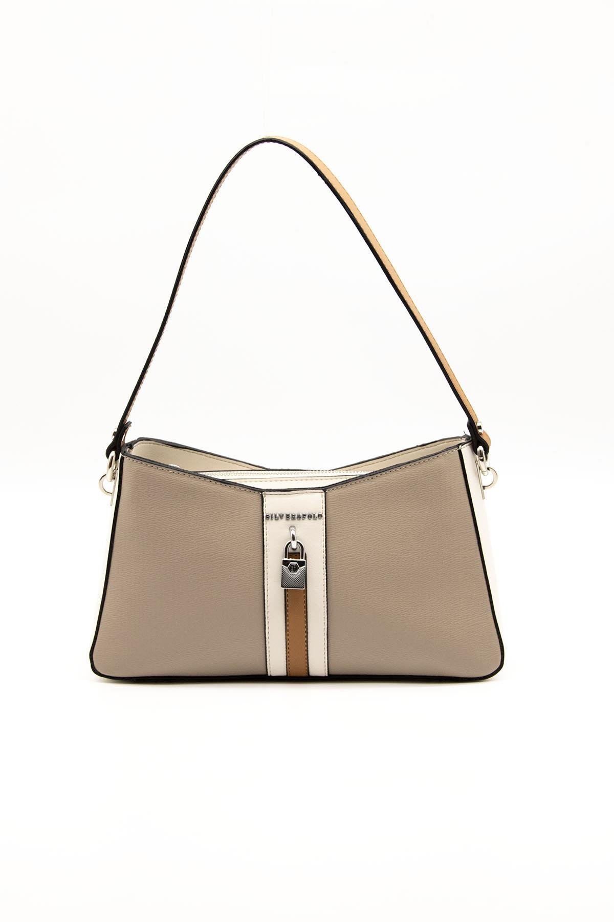 Silver & Polo Koyu Bej - Kemik SP1102 Kadın Omuz Çantası