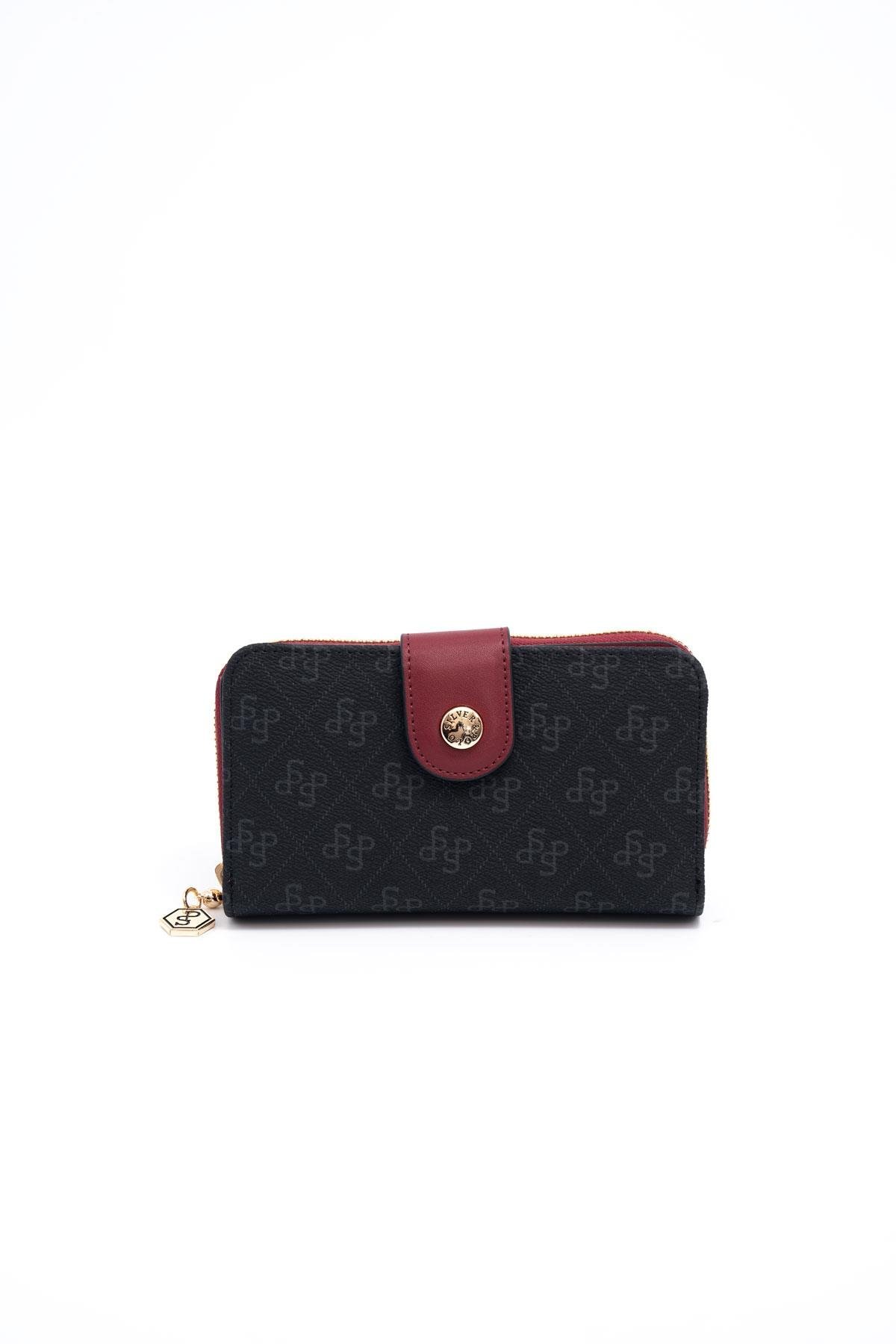 Silver & Polo Siyah - Bordo SP882 Kadın Cüzdan & Kartlık