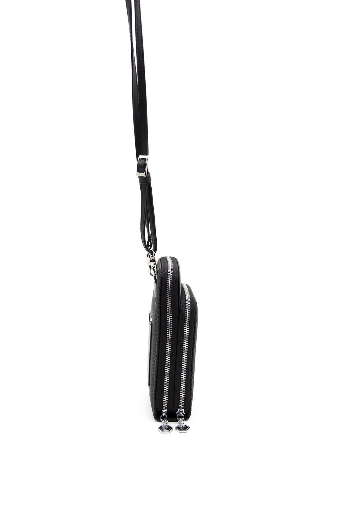 Silver & Polo Siyah - Siyah SP1011 Kadın Askılı Cüzdanlı Telefon Çantası