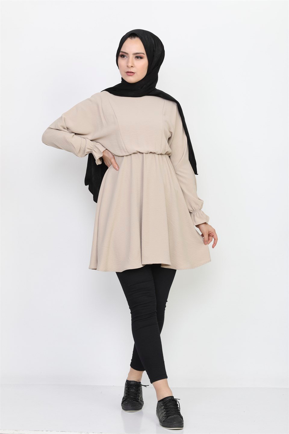 Lastikli Rahat Kalıp Tunik 7115 Taş