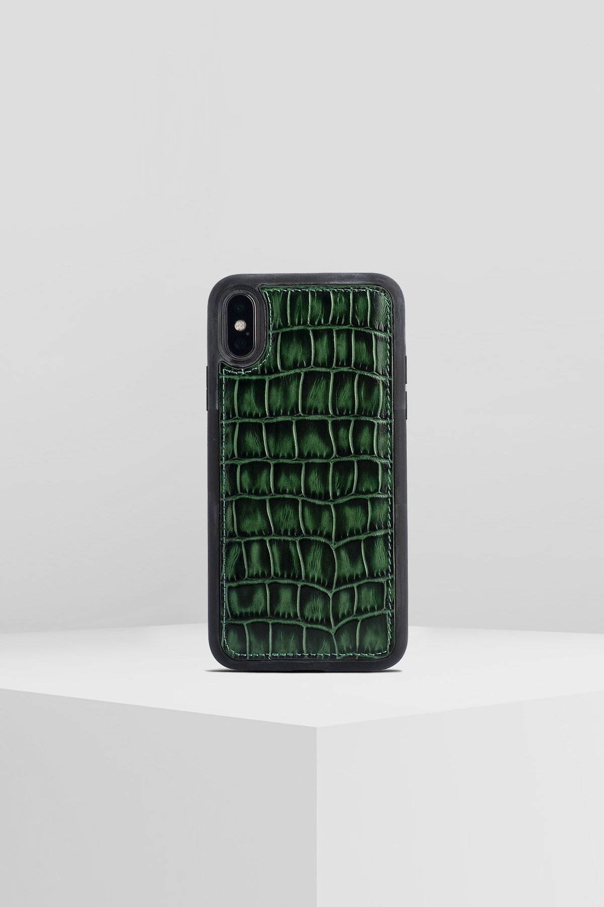IPHONE X DESENLİ GREEN LEATHER KILIF - Watch of Royal