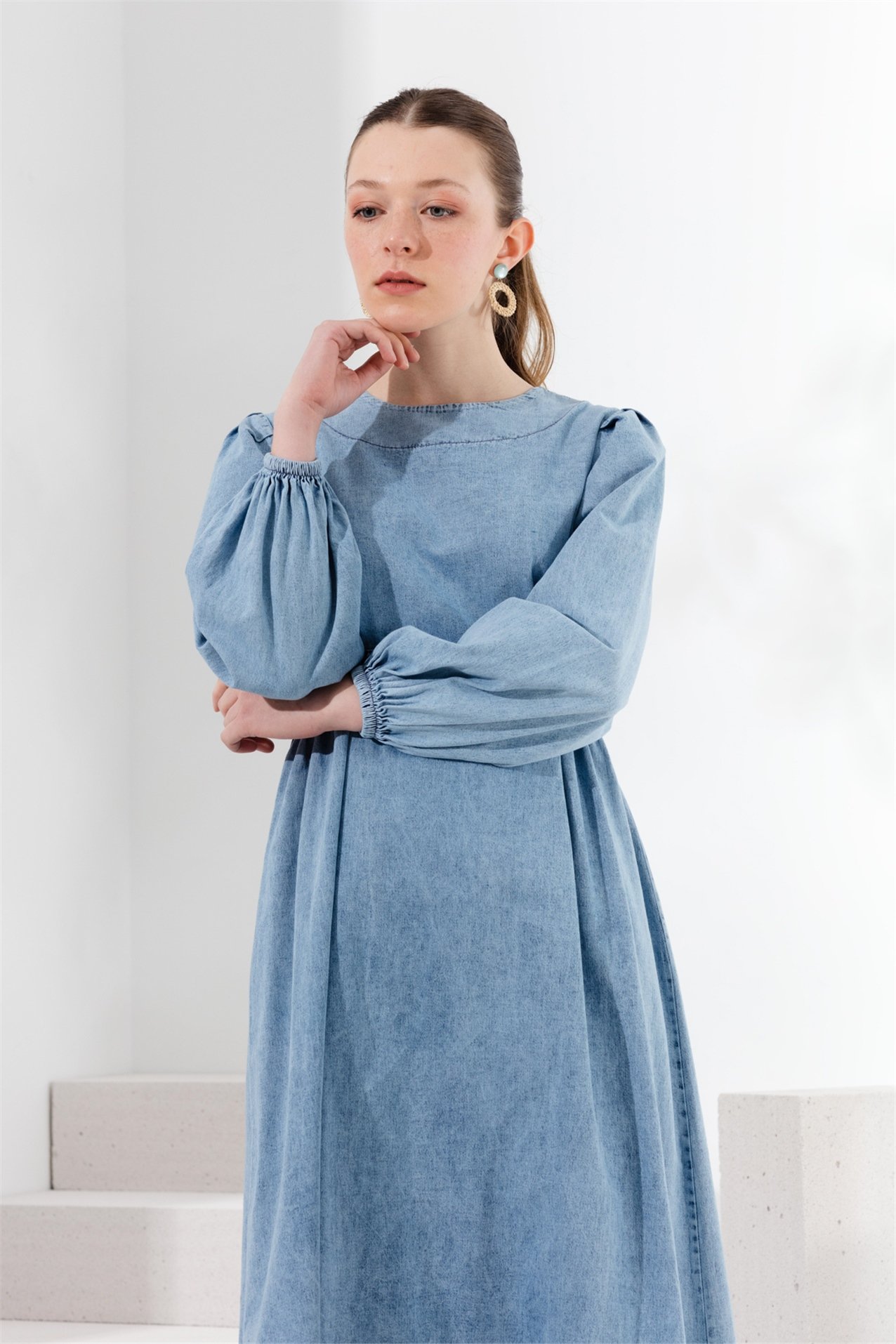 Denim linen dress cheap