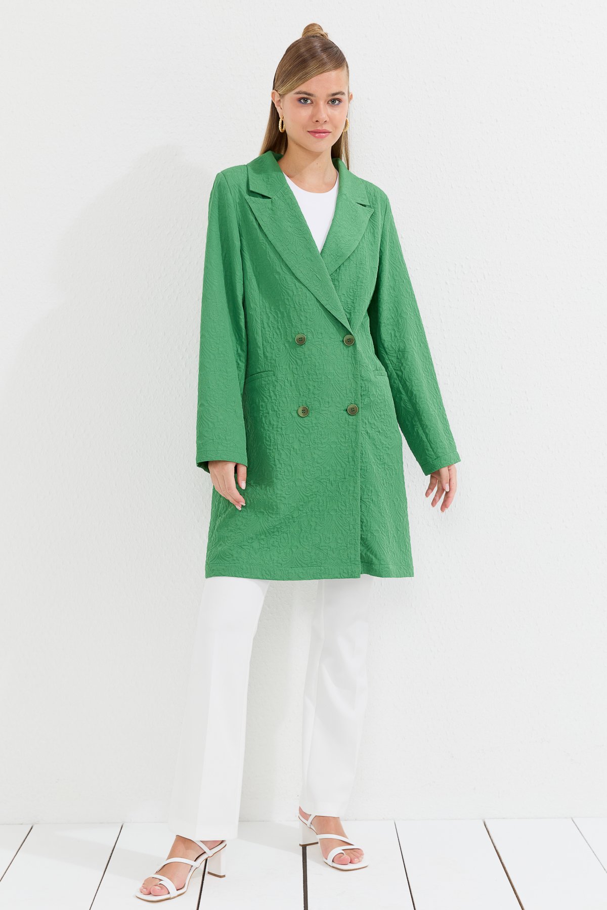 Benetton green coat cheap