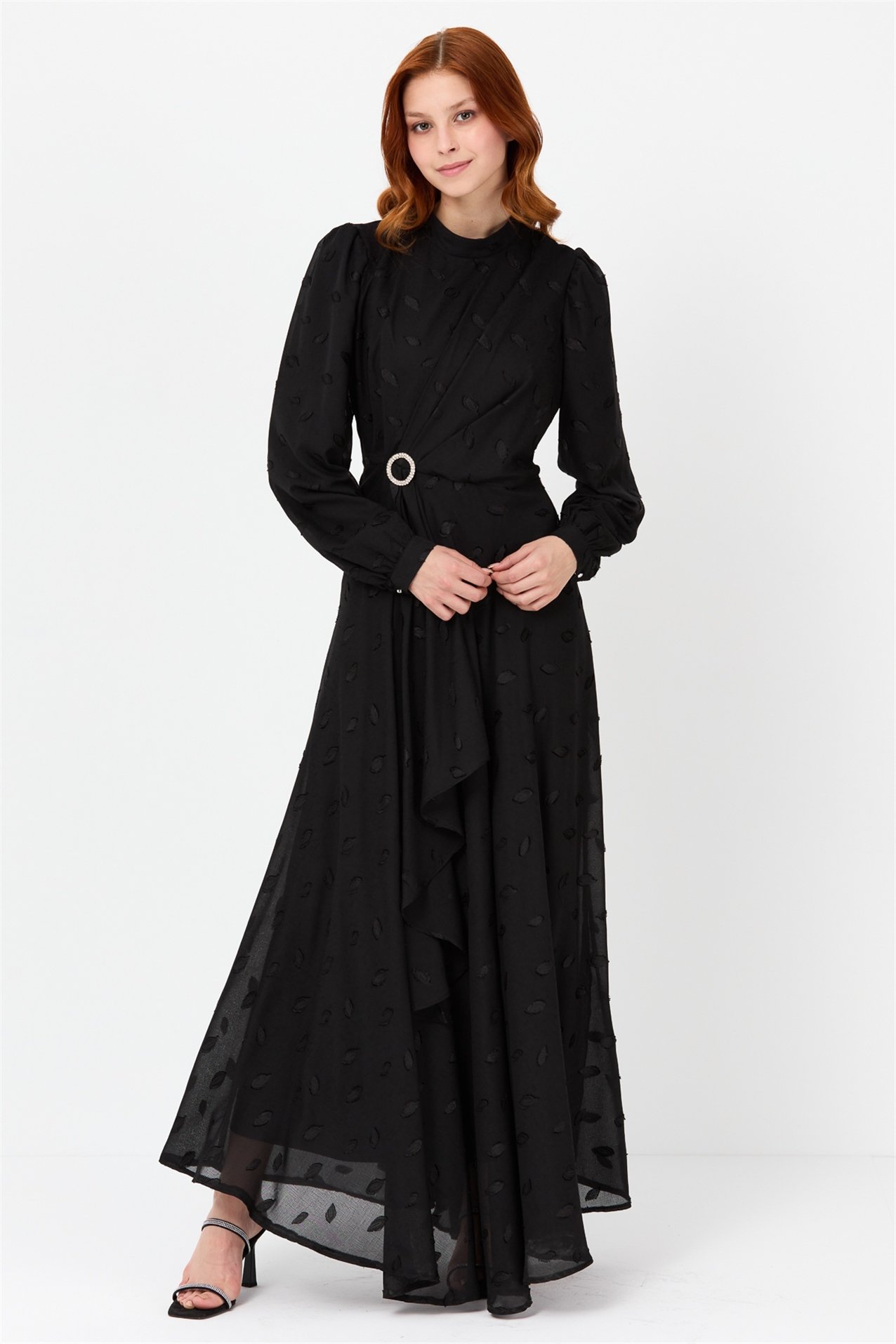 Nihan Kemer Tokalı Şık Elbise Siyah