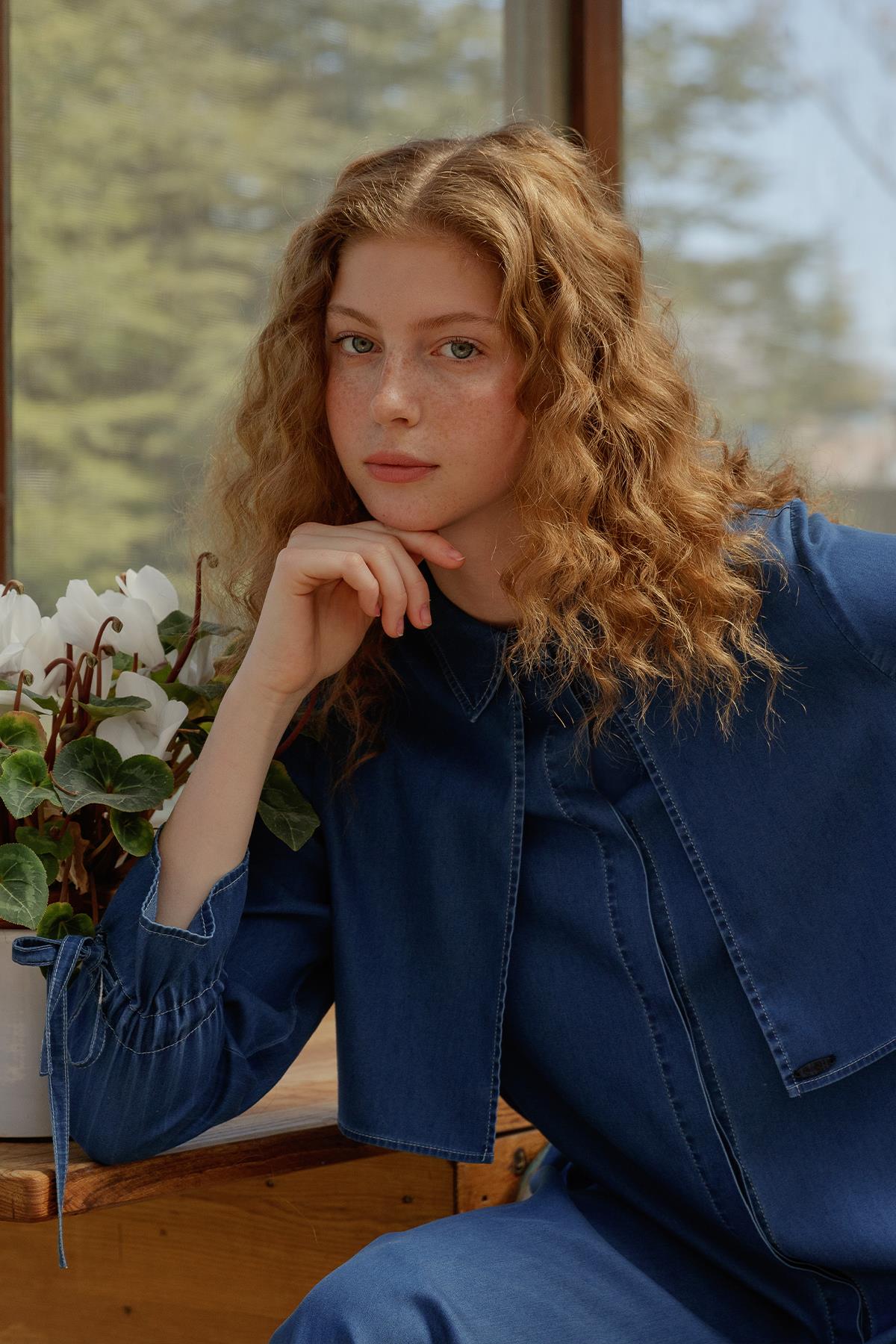 TMC 【Shanti Shanti】コーディガン ネップシルク Nihan Kolları Bağlamalı Tencel Giy-Çık İndigo