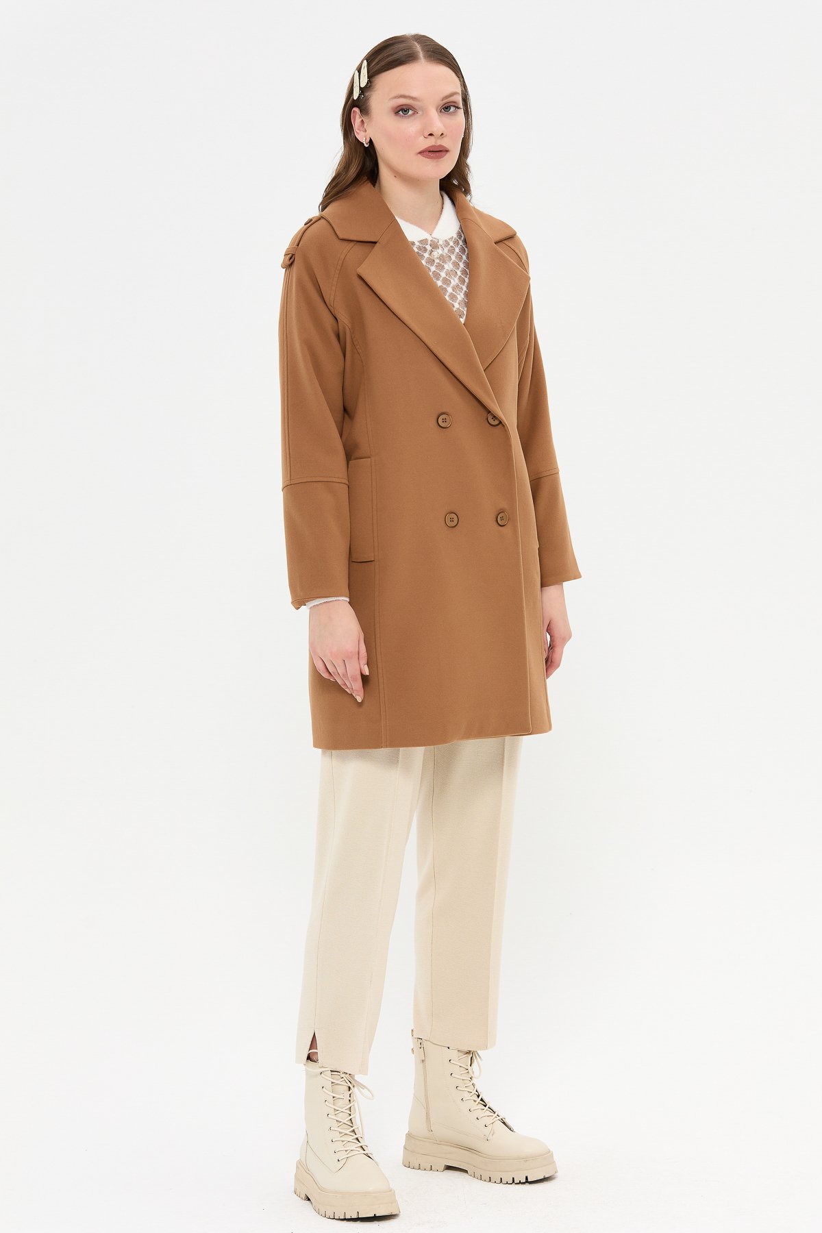 Zara double hotsell breasted coat camel