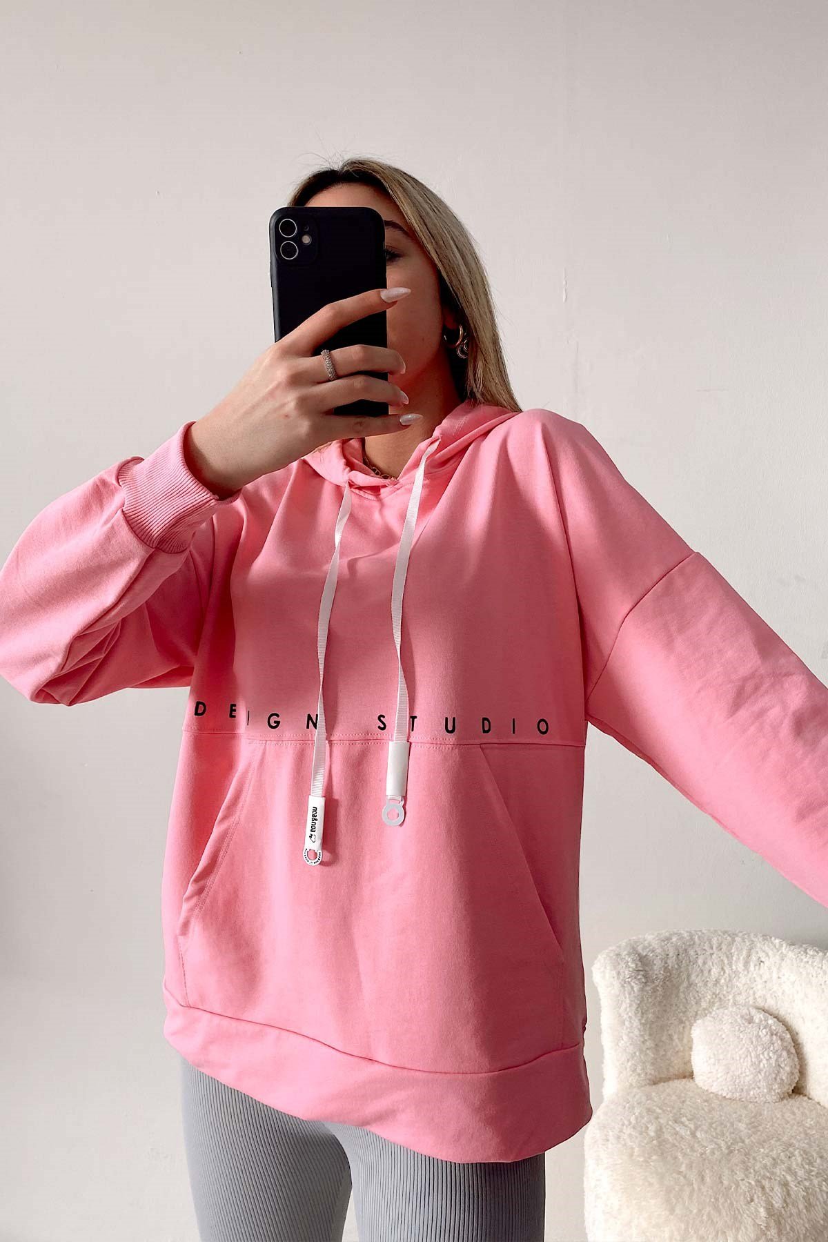 Design Studio Sweatshirt Pembe Trend k Tasar mlar minetanbutik