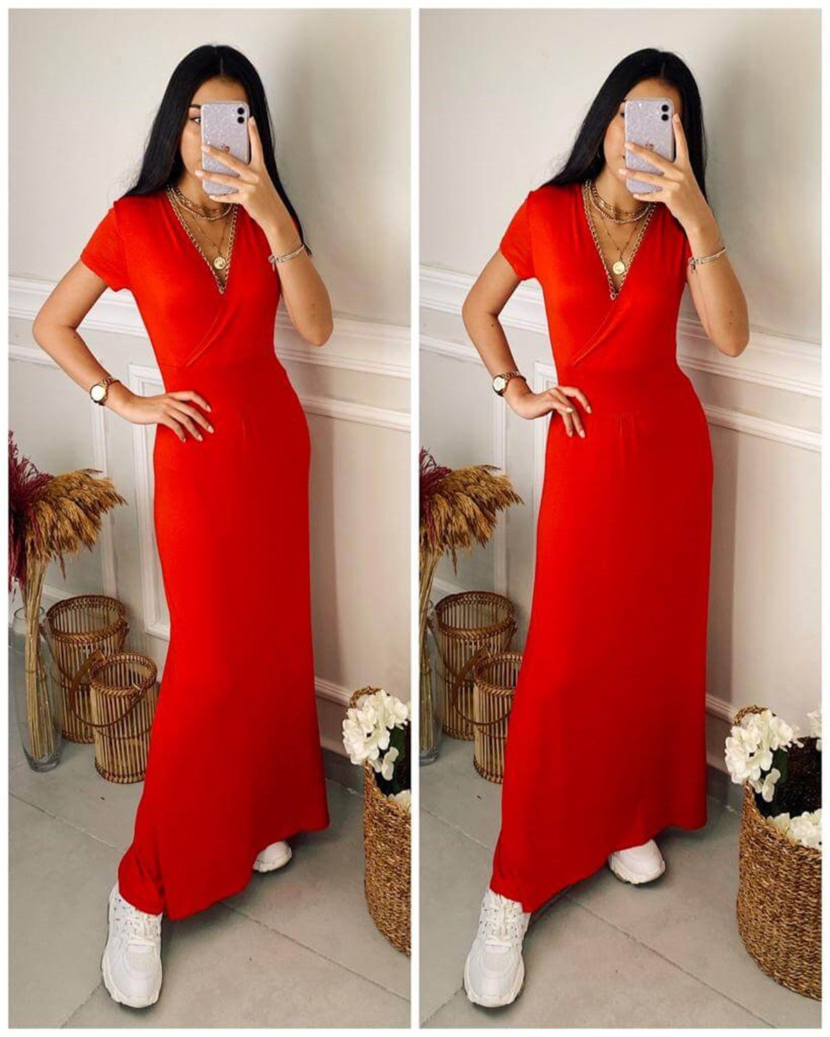 Kruvaze Kırmızı Elbise | Trend&Şık Tasarımlar | minetanbutik.com.tr