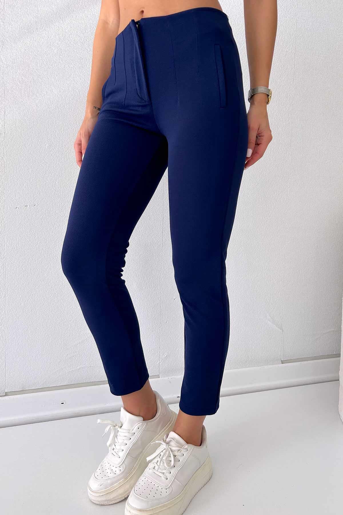 Pens Detay Full Likralı Kumaş Pantolon - Lacivert | Trend&Şık Tasarımlar |  minetanbutik.com.tr