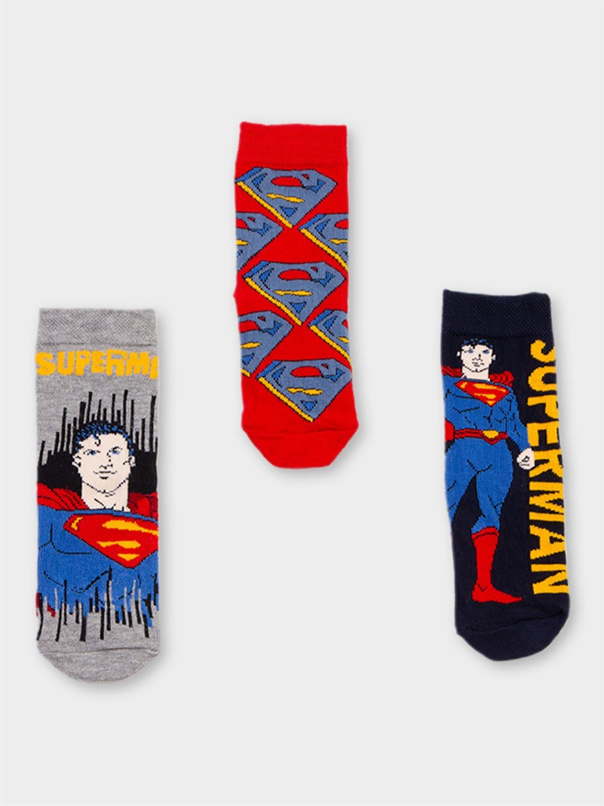 Superman Lisanslı Erkek Çocuk 3 Çift Soket Çorap 20510 | Supermino