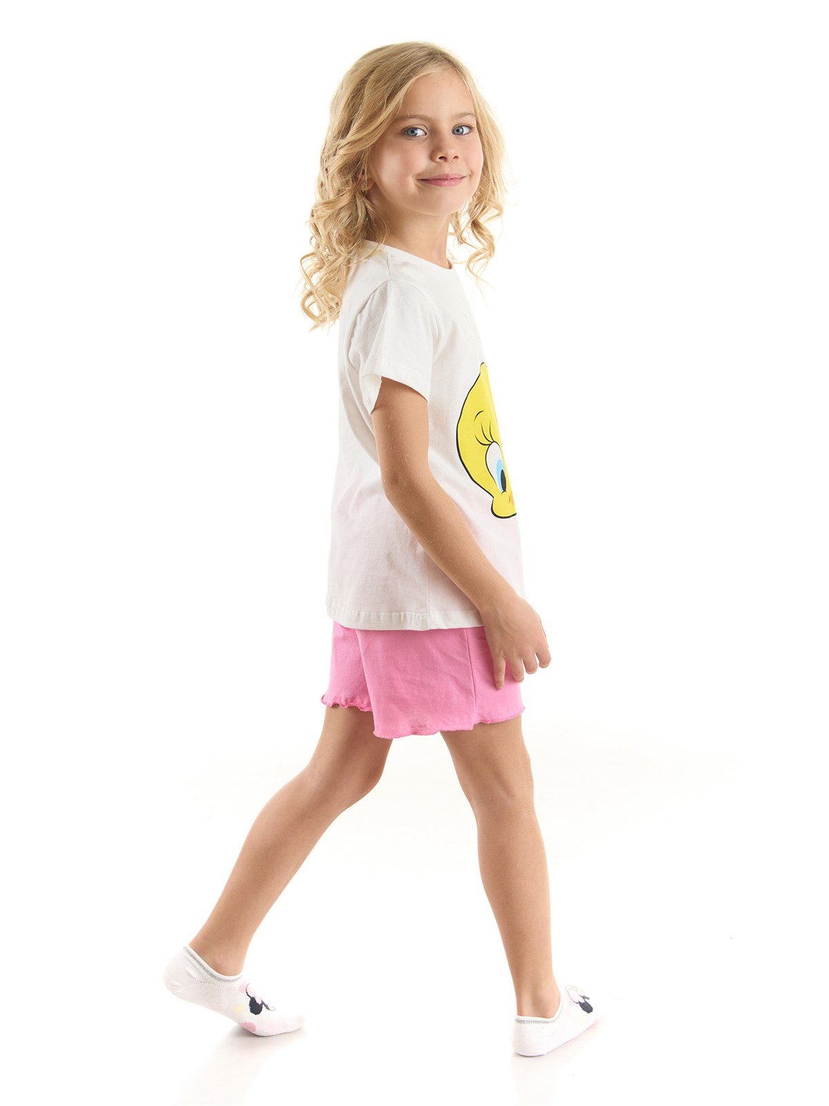 Tweety Lisanslı Kız Çocuk Tişört ve Şortlu Pijama Takımı 20960 | Supermino