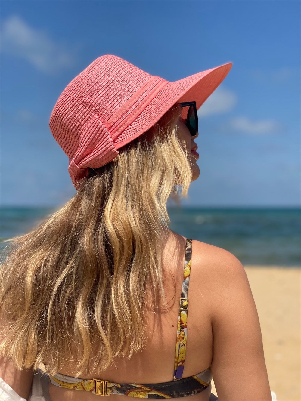 Kadın Hasır Plaj Şapkası Pembe
