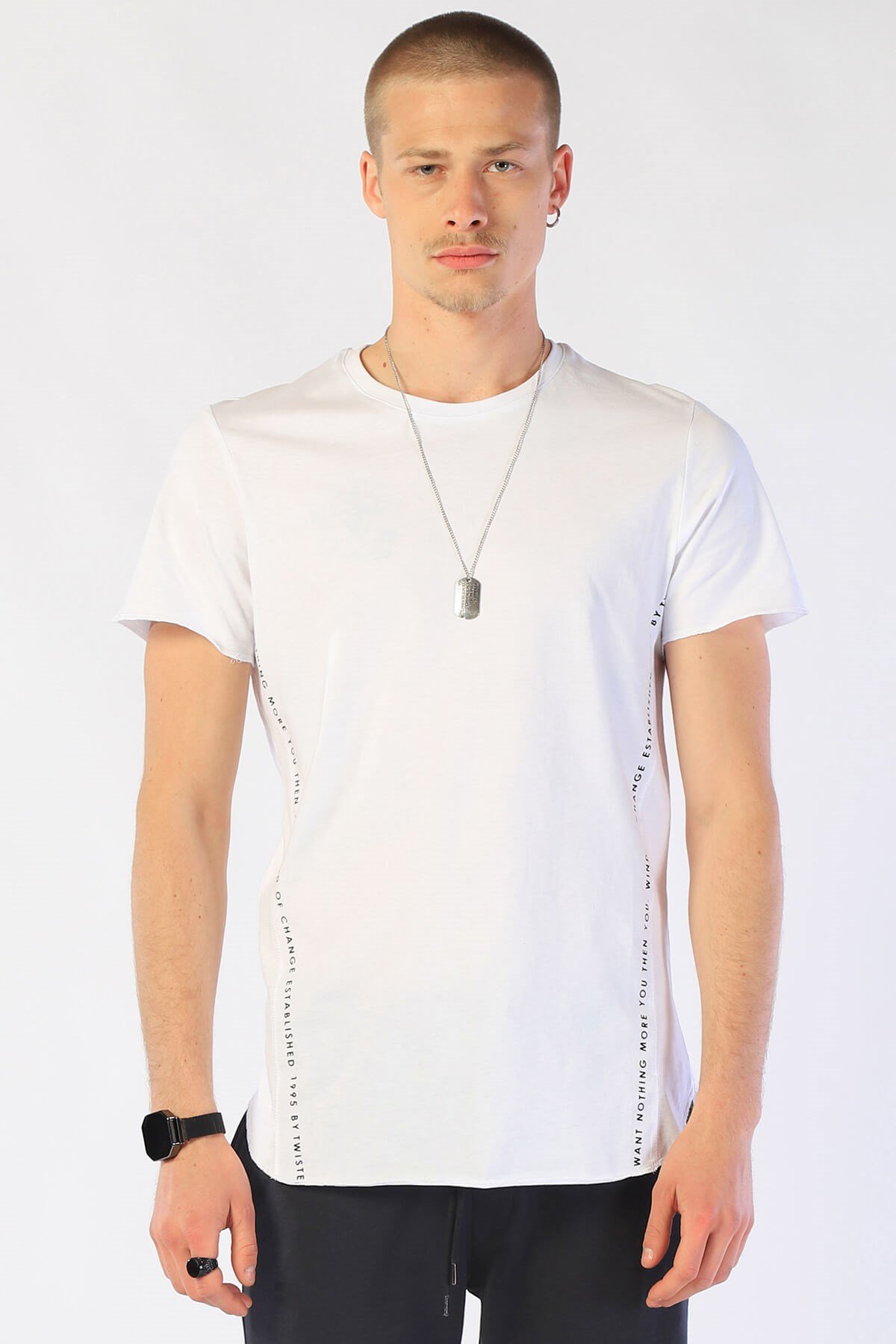 Erkek Slim Long Tshirt Ets 2043 BEYAZ