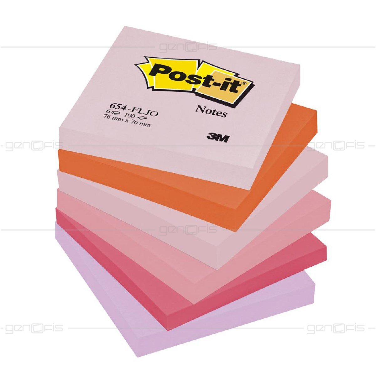 Post-it 654 Fljo Renkli Not Kağıdı 6'lı Paket 76x76mm