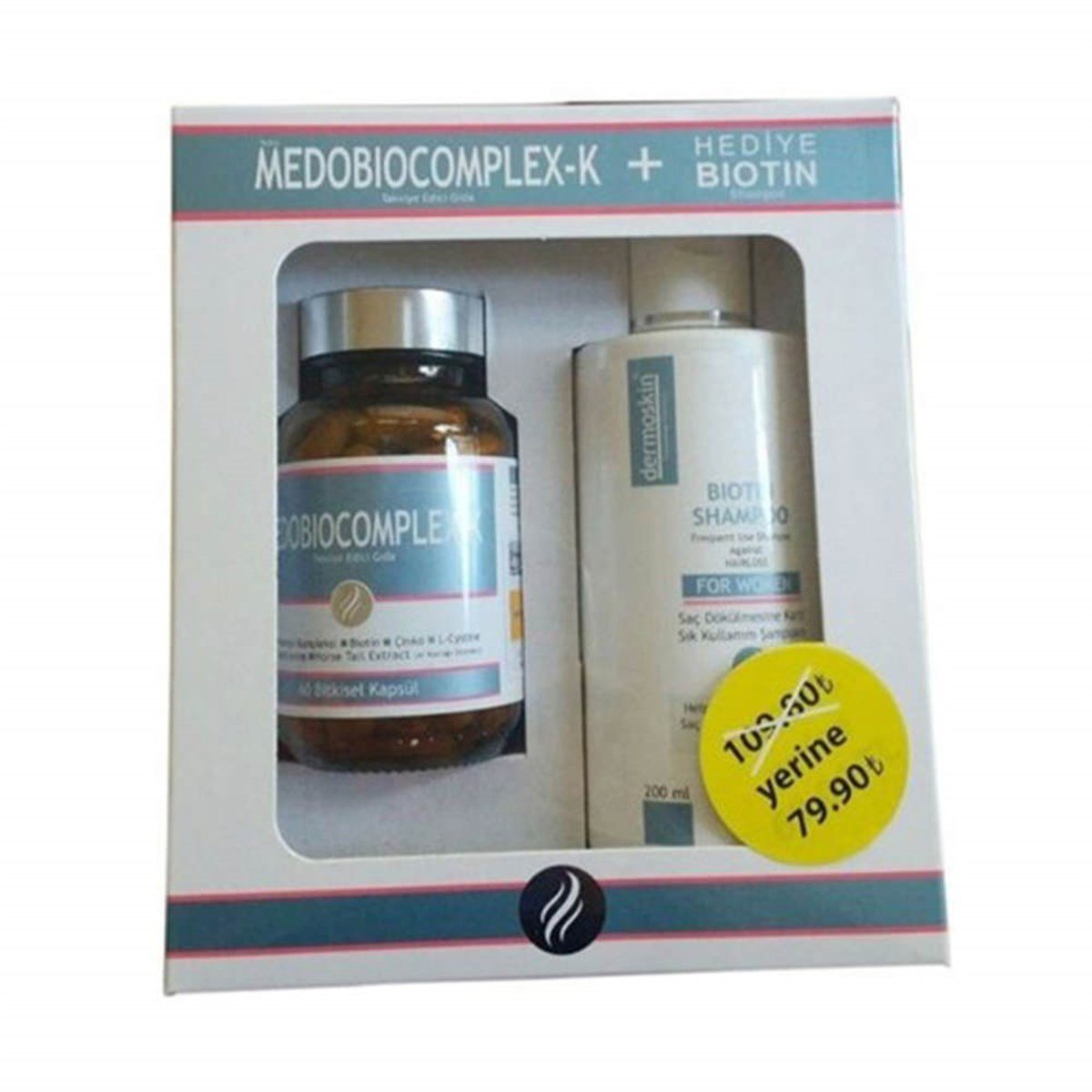 Dermoskin Medobiocomplex-K 60 Kapsül & Biotin Şampuan Hediye