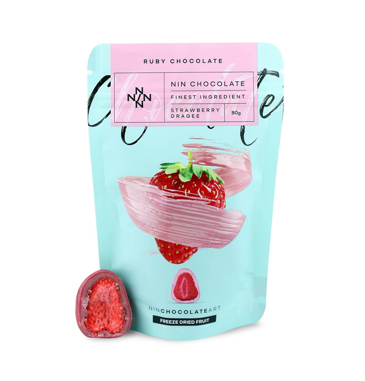 NiN Ruby Çikolata Kaplı Kurutulmuş Çilek 80 gr - Liva Shop