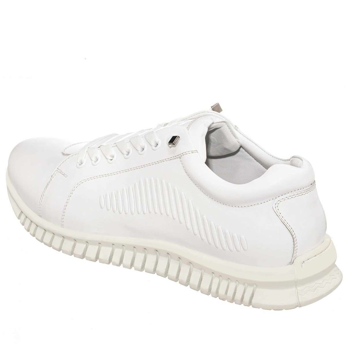 OGS101 Beyaz Dana Derisi Vip Büyük Numara Erkek Spor ayakkabı Kacuçuk Taban  Rahat Geniş Kalıp Özel Seri Lastik Bağcıklı