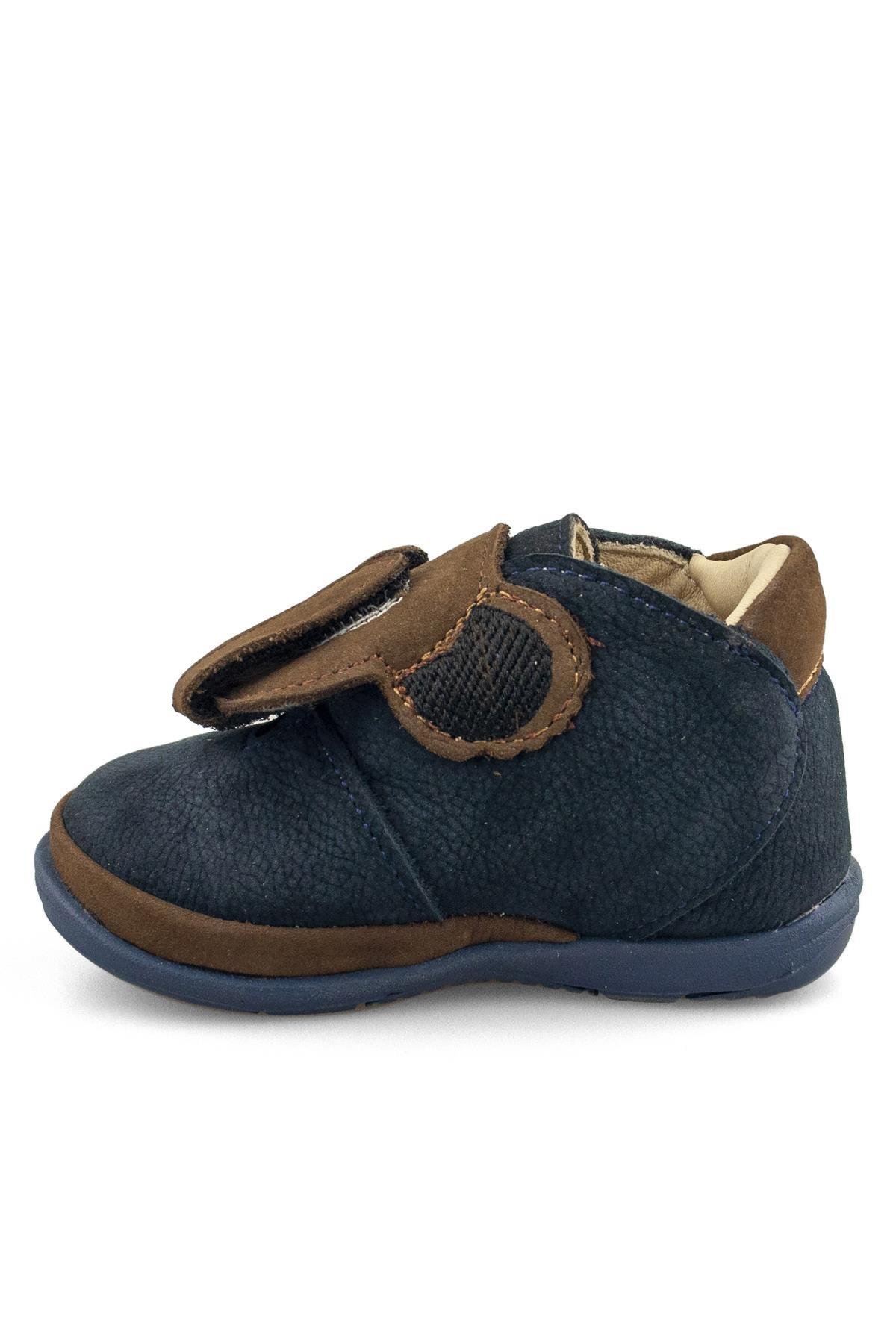 Genuine Leather Patterned Brown Navy Blue Nubuck Baby Boy Boots