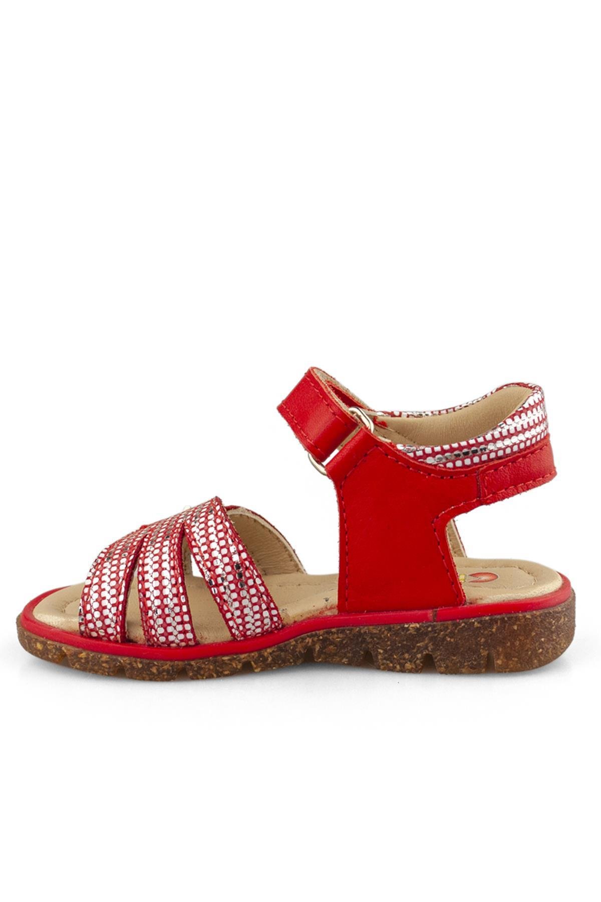 Genuine Leather Red Girls Sandals