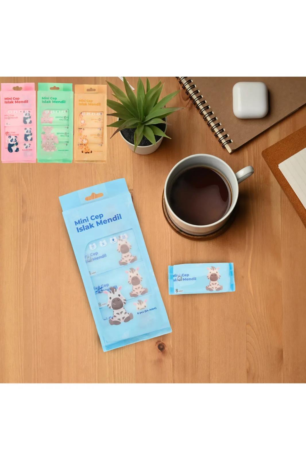 Islak Mendil 8'li Mini Paket  Çanta İçi Cep Islak Mendil