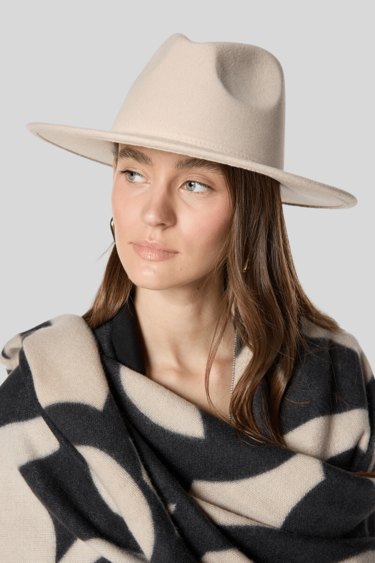 Kadın Ekru Kaşe Fötr Şapka - Butik Buruç