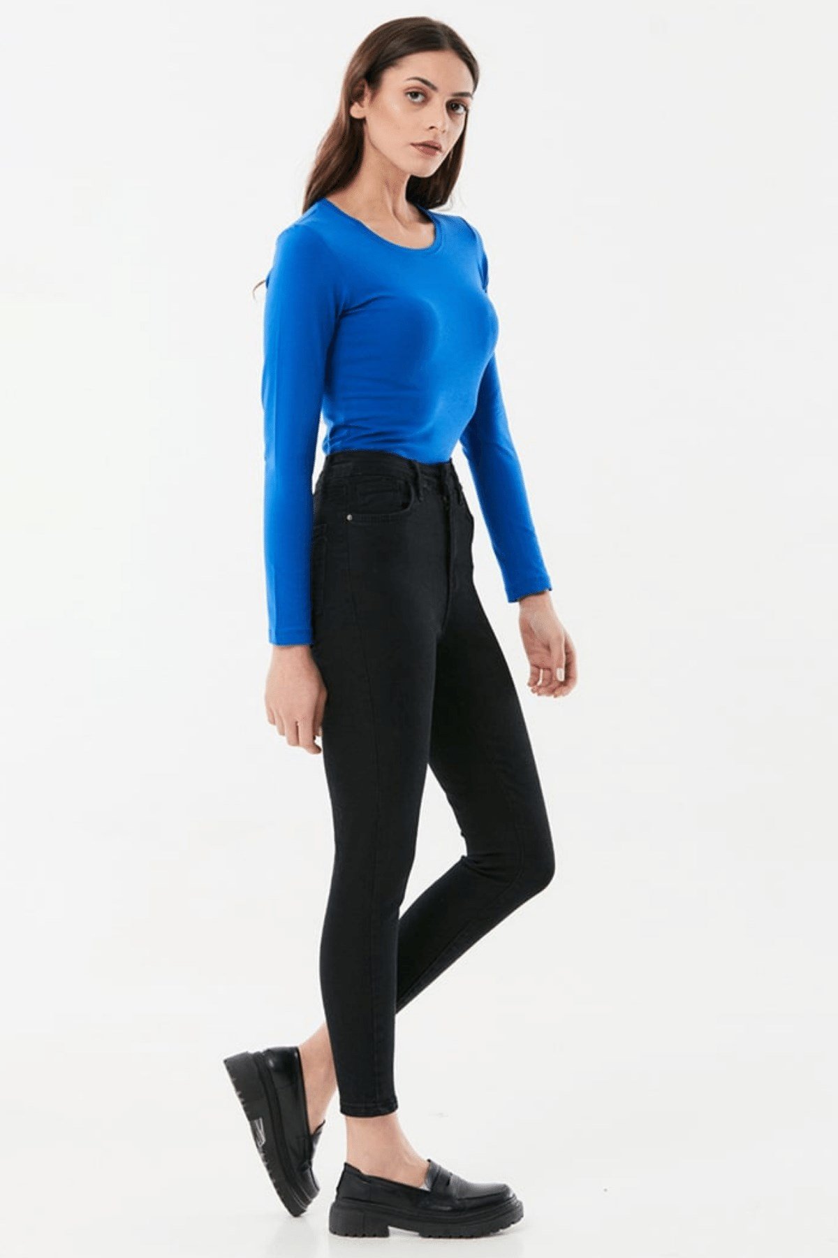 Kadın Siyah Yüksek Bel Skinny Jean Pantolon - Butik Buruç