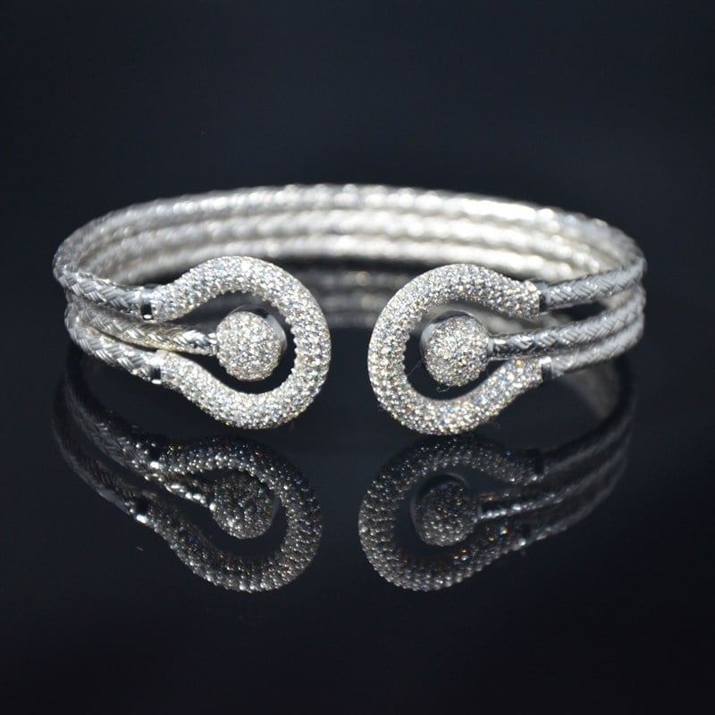 Premium Silver White Stones Bangle