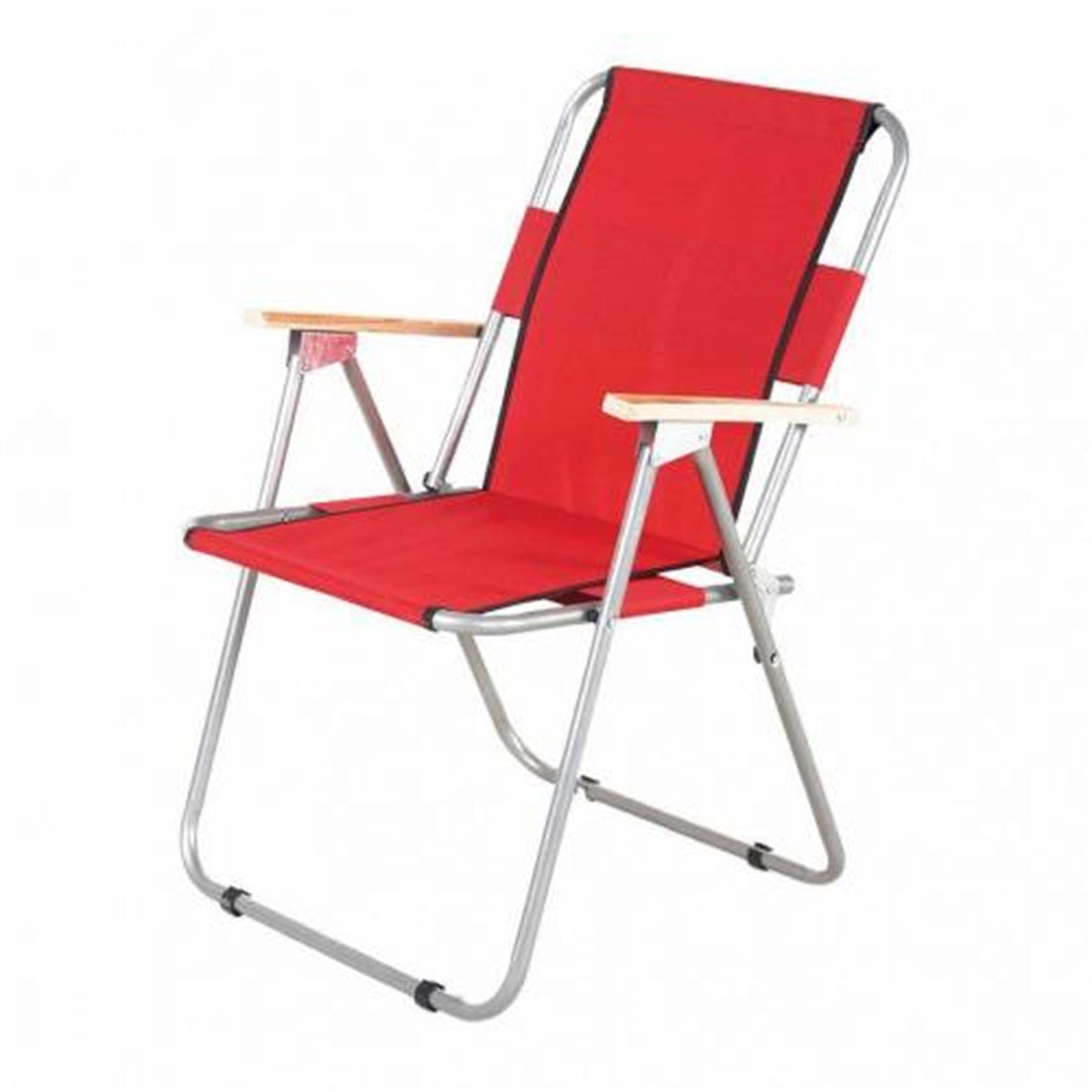 2 Adet Kırmızı Katlanır Kamp Sandalyesi + 2 Adet Bardaklık - Kamp Taburesi  - Katlanabilir Sandalye