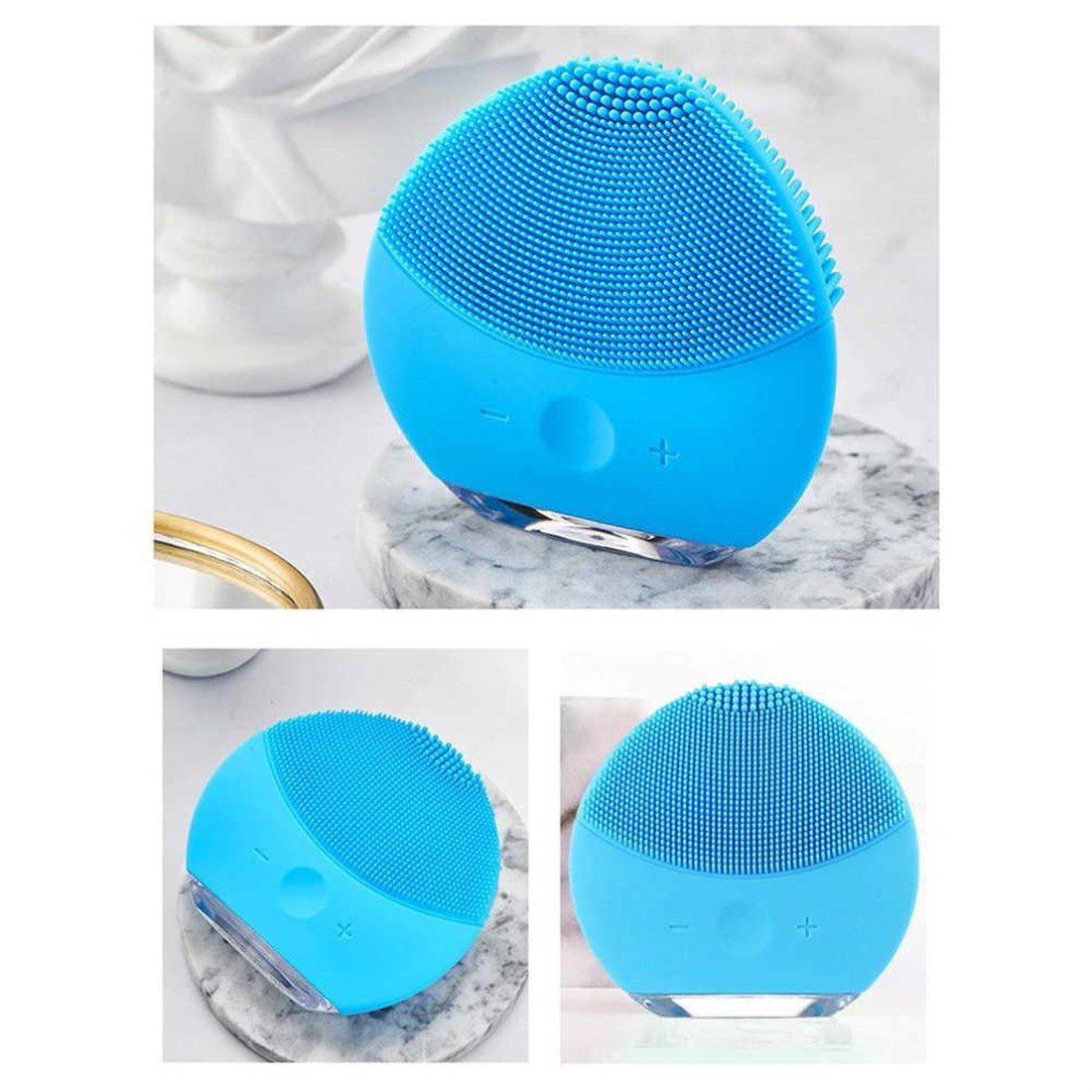 Mavi Şarjlı Yüz Temizleme Cihazı - Yüz Masajı - Peelling Aleti - Su  Geçirmez Cilt Bakım Cihazı