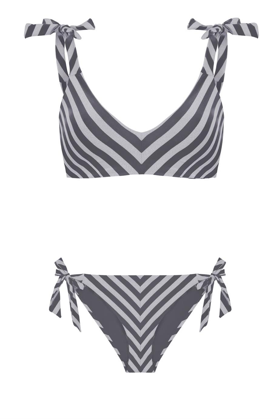 BEYOND THE LINES Bikini Top Anthracite/SILVER