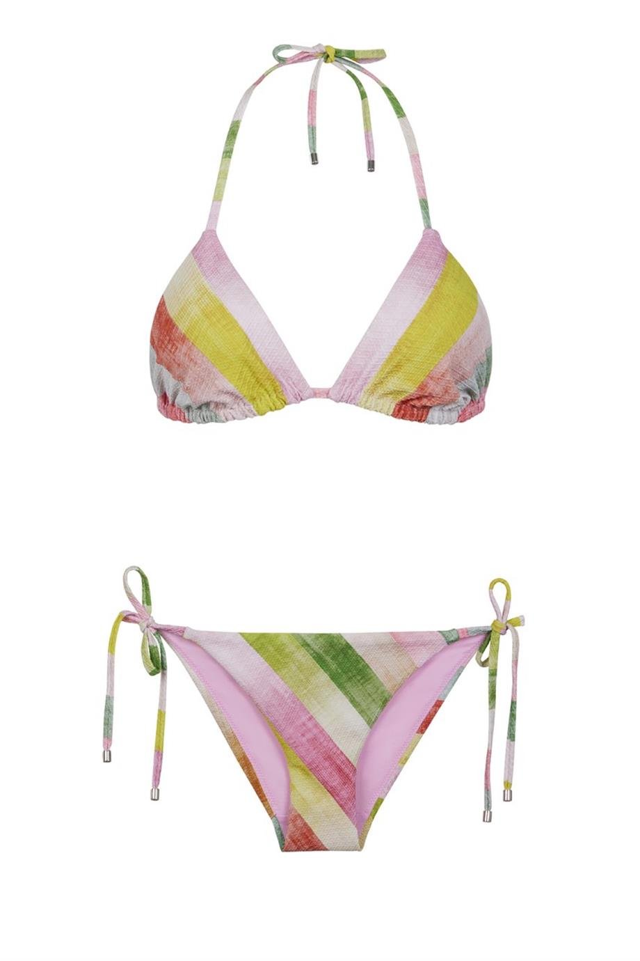 Color Of Luminism Triangle Bikini Top Pink/Green