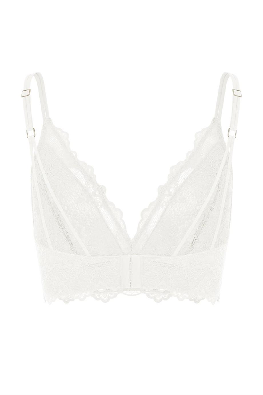 Flame Deep Plunge Bralette Off White
