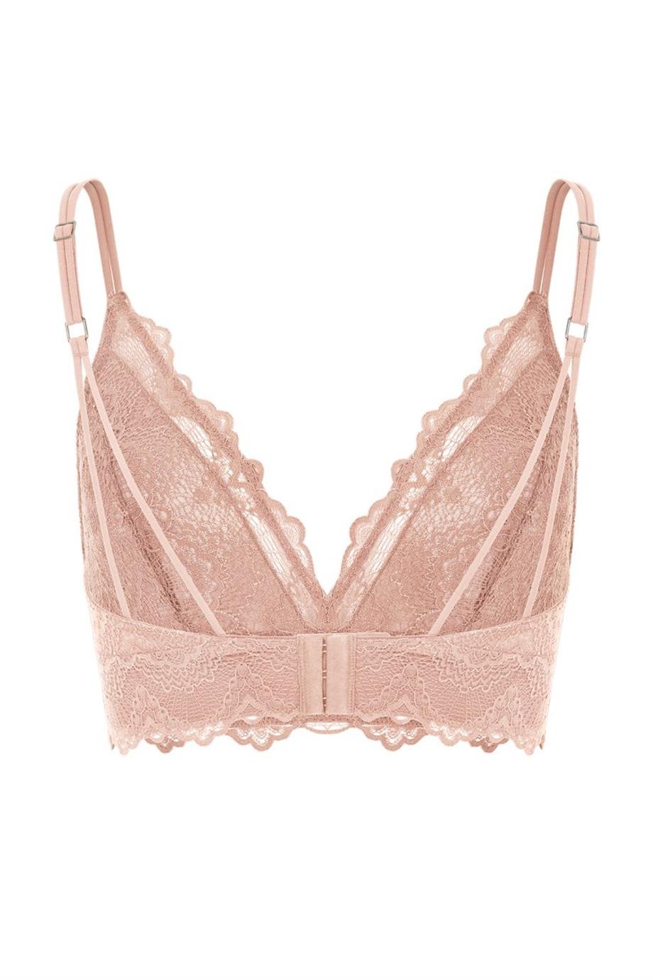 Flame Deep Plunge Bralette Nude Pink