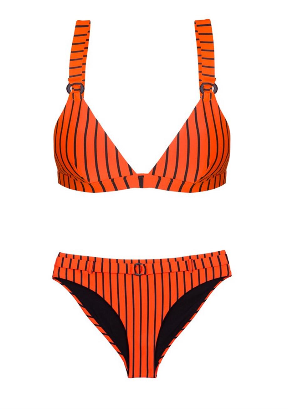 Orange Power Triangle Bikini Top