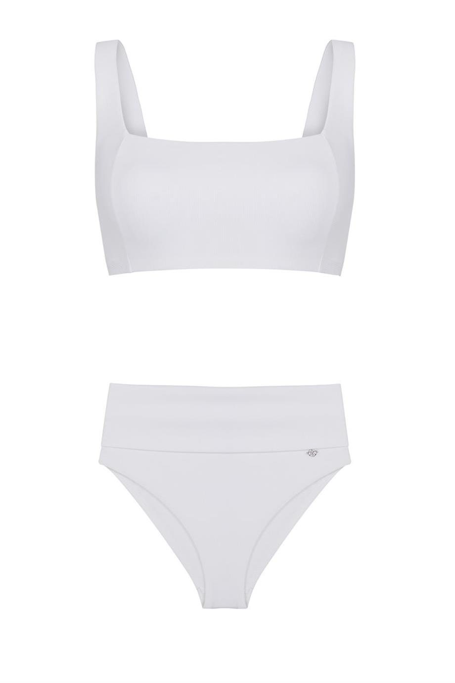 Romance High Waist Bikini Bottom White