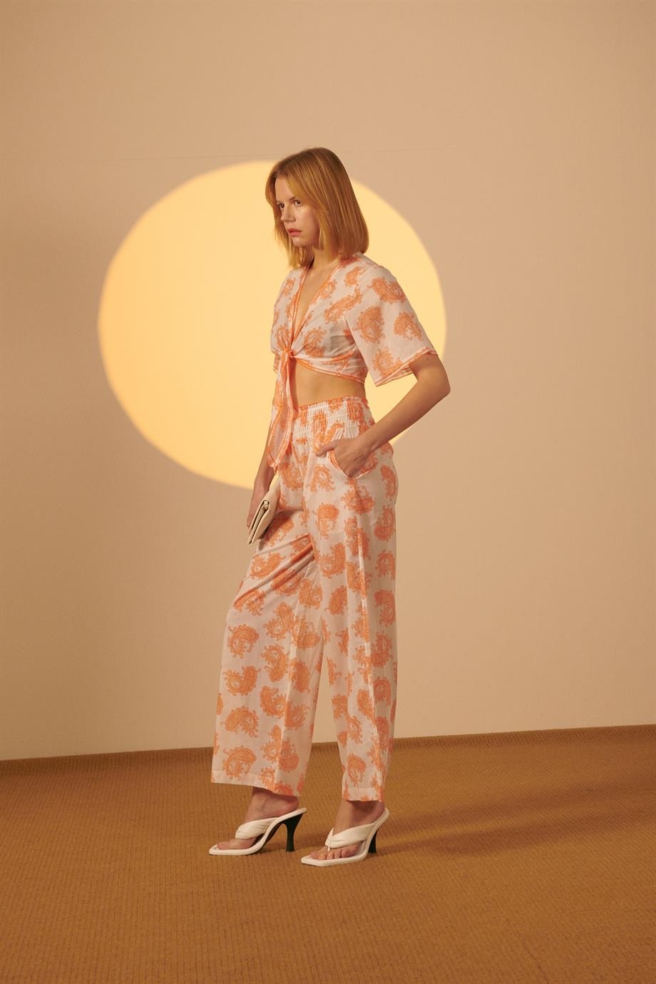Sophia Pants Orange Printed