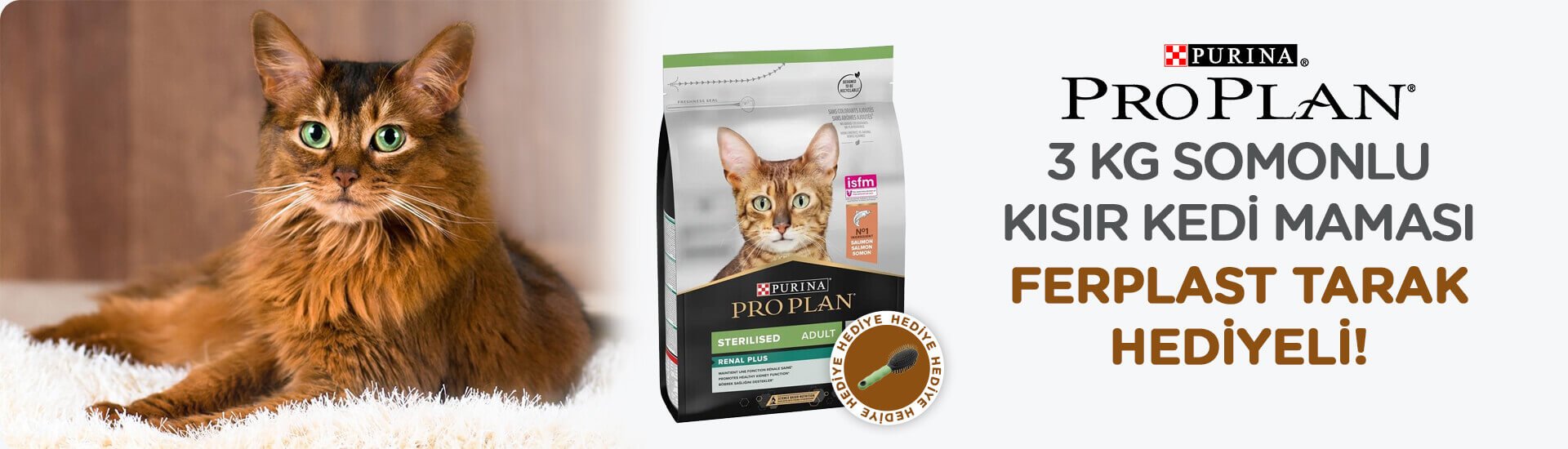 3 KG Proplan Kısır Kedi Maması Tarak Hediyeli!
