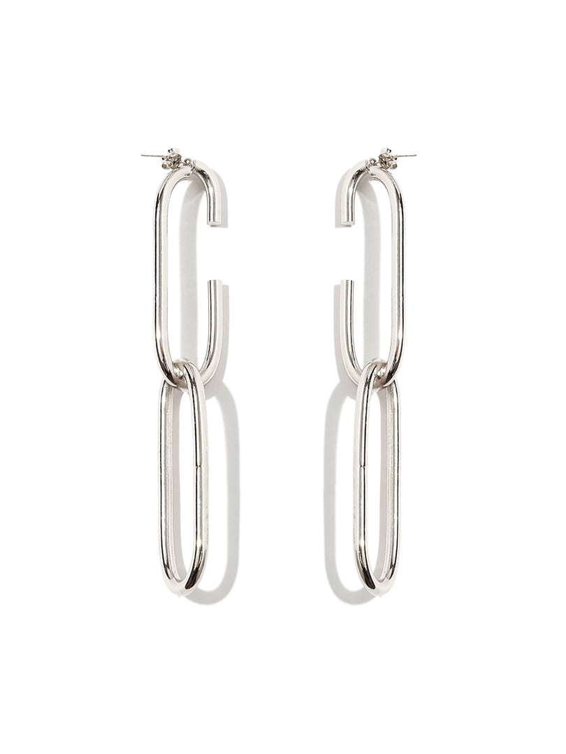 Geçmeli Sallantılı Oval Küpe - Silver