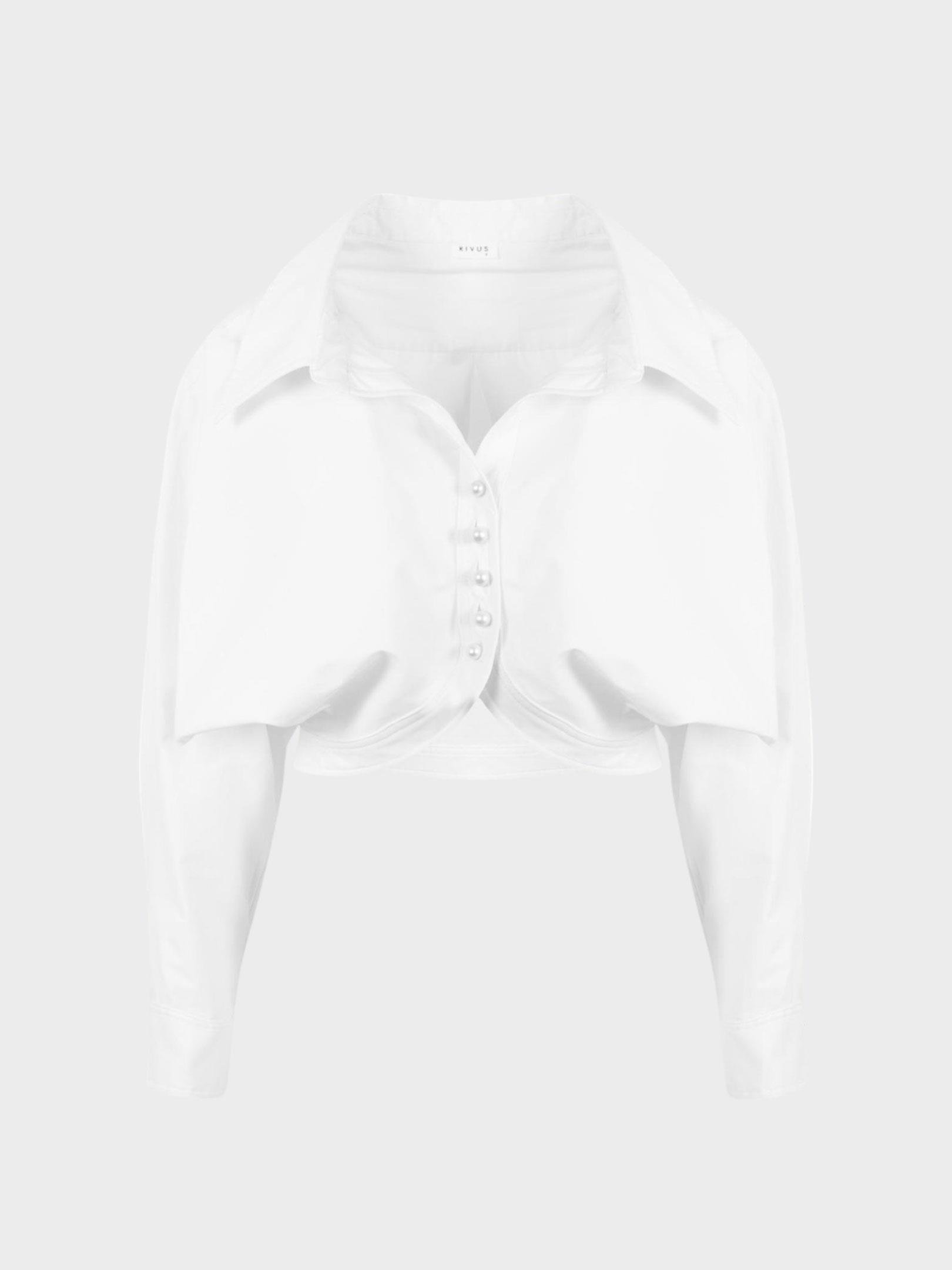 İnci Düğmeli Oversize Koton Gömlek - Beyaz Gömlek Modelleri